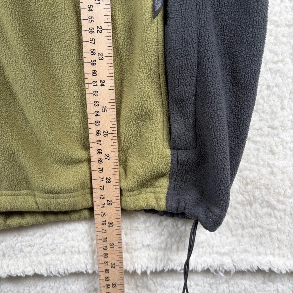 The North Face Mens XL Full Zip Thermal Fleece Jacket Olive Green Gray Hiking